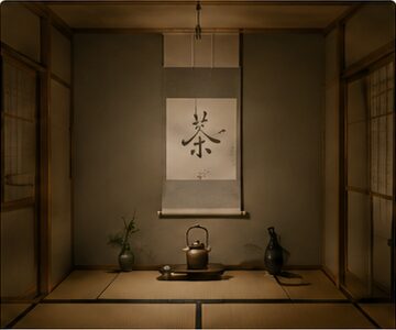 Sala japonesa preparada per a una cerimònia del te